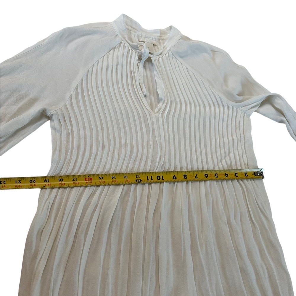 H&M White Long Sleeve Pleated Midi Dress Size 6 - Picture 13 of 17